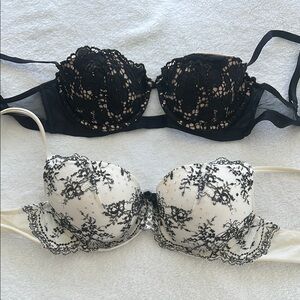 Elegant Lace Black and White Bras Set